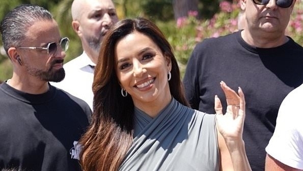 Eva Longoria is ever the doting mum as steps out for morning stroll with son Santiago, 6, and husband José Bastón during Cannes Film Festival