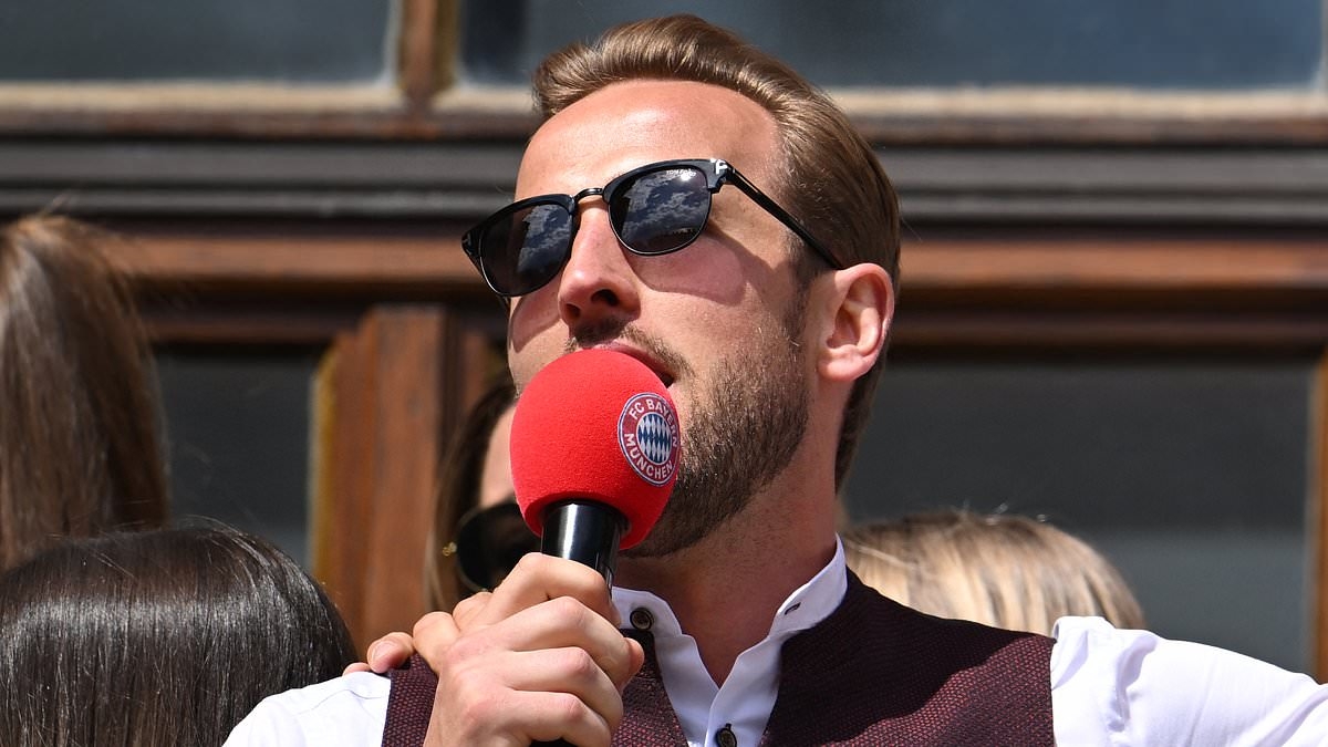 England captain Harry Kane sings 'Sweet Caroline' as Bayern Munich star celebrates Bundesliga title - after finally ending trophy drought