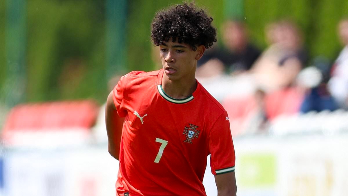 Cristiano Ronaldo's son, 14, scores his FIRST goal for Portugal and performs his father's iconic celebration before netting a brace with the U15s in Croatia