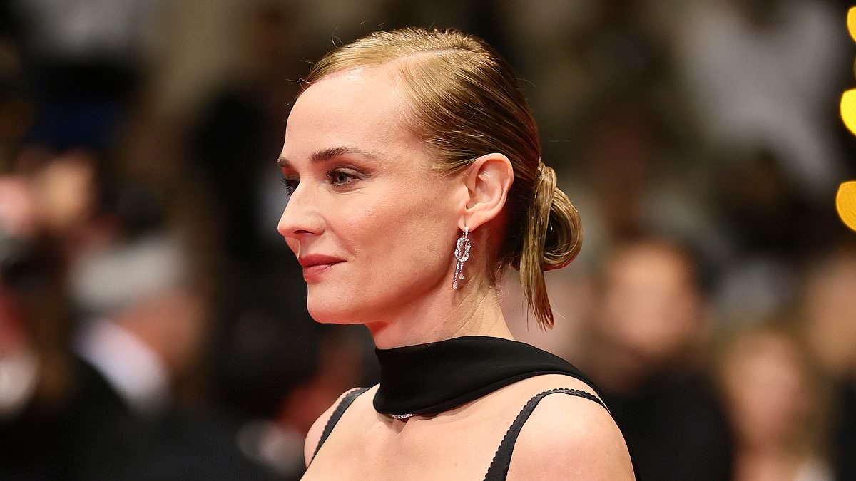 Diane Kruger is the epitome of elegance in a white lace gown at Cannes Film Festival's La Femme La Plus Riche Du Monde premiere