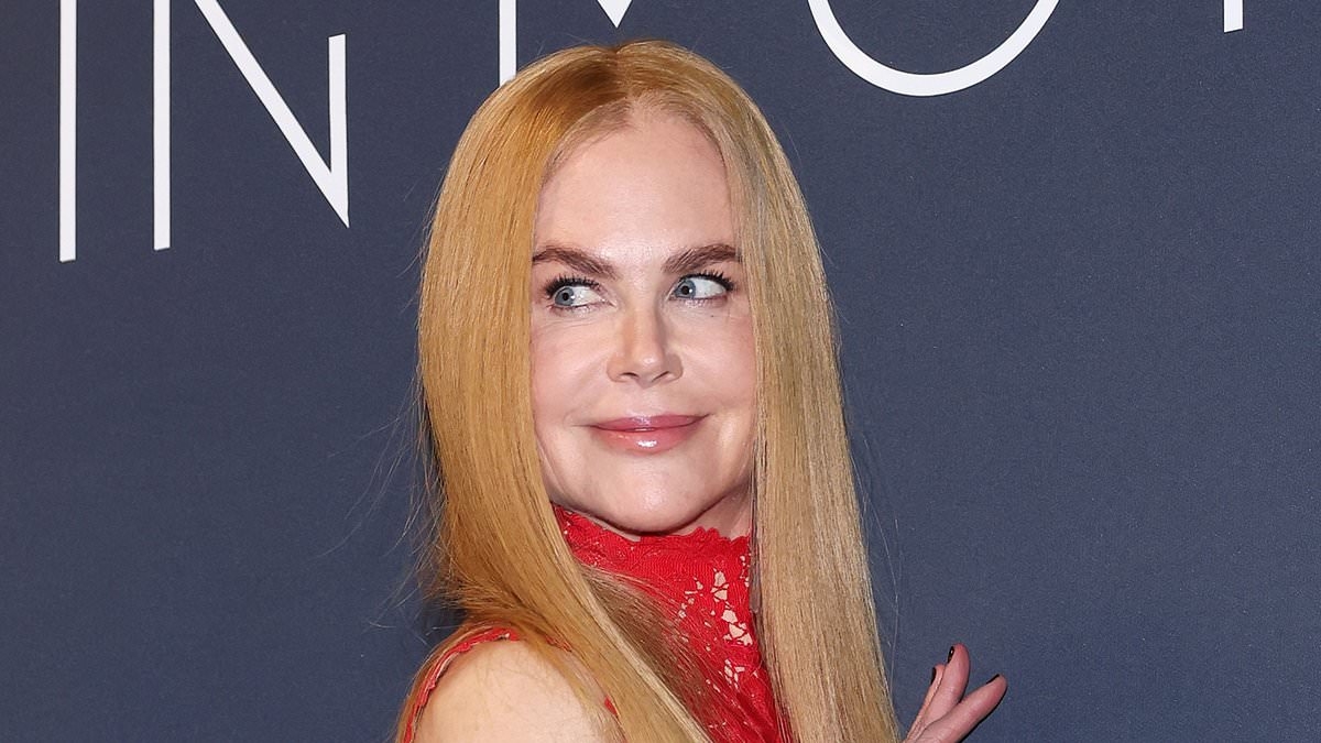 Nicole Kidman stuns in a red lace gown as she receives the 2025 Kering Women In Motion Award at ceremony during Cannes Film Festival