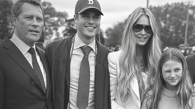 Proud Elle Macpherson reunites with her billionaire ex Arpad 'Arki' Busson to celebrate their youngest son Cy graduating from prestigious Massachusetts college