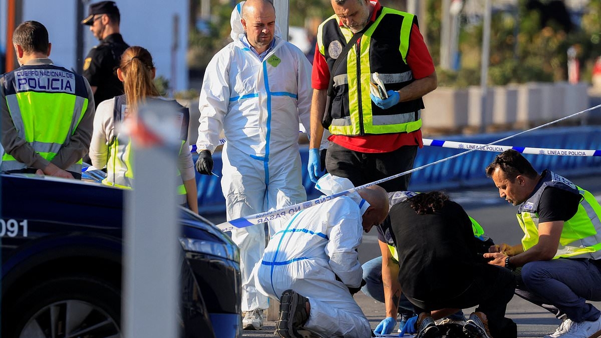 BREAKING NEWS Moment tourists run for cover at Gran Canaria airport as Spanish cops shoot knife-wielding Gambian teenager dead after he threatened holidaymakers