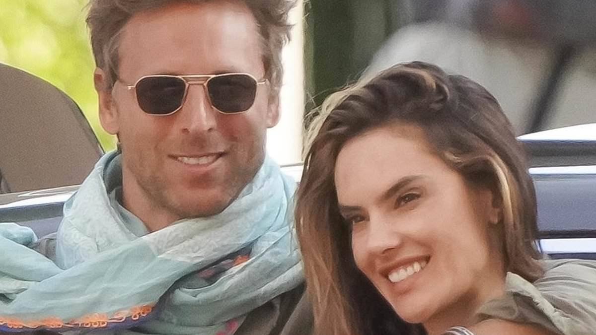 Leggy Alessandra Ambrosio can't keep her hands off boyfriend Buck Palmer as couple packs on the PDA during a romantic beach outing in Saint-Tropez