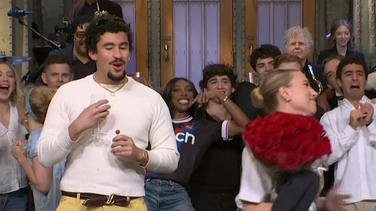 Bad Bunny causes quite the stir after fans 'catch him' sneaking a peek at Scarlett Johansson's derriere on SNL
