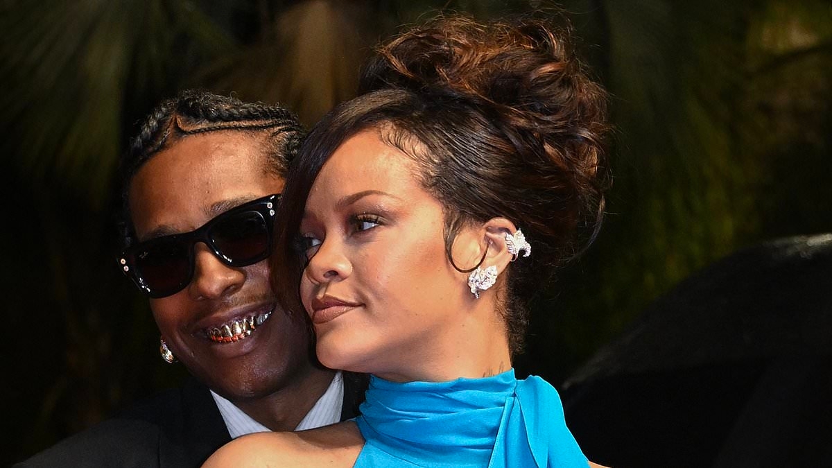 Pregnant Rihanna wows in ruffled blue dress and stylish white shades as she arrives at Ray-Ban X A$AP Rocky after party