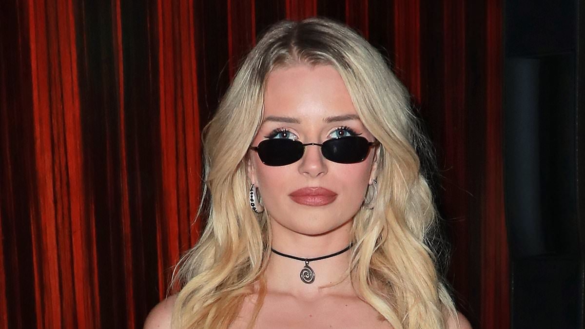 Lottie Moss turns heads in a sparkly black mini-dress and sunglasses for the launch party of Oscar Emil fragrance in London