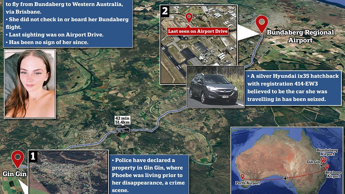 Pheobe's last moments before vanishing revealed as cops probe EXACTLY what happened on her drive to the airport