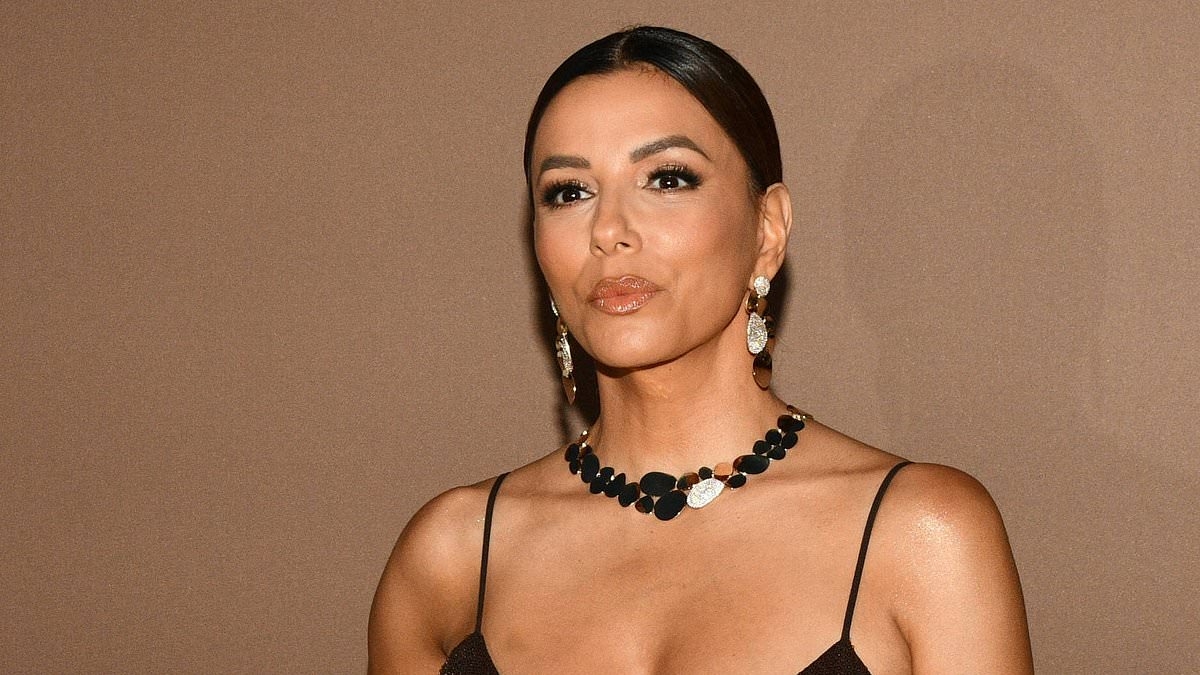 Eva Longoria stuns in a plunging sequin slip dress at APM Monaco evening during Cannes Film Festival