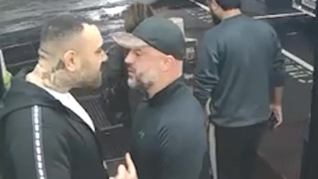 Shocking moment a man is bashed with milk crates in wild service station brawl
