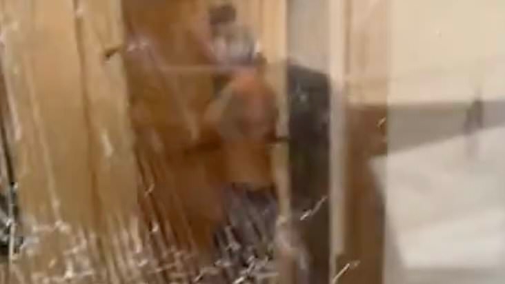 Moment neighbour from hell armed with a samurai sword, axe, and spear, smashes people's doors and windows before dressing in scuba gear for police arrest
