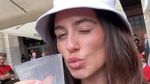 Harry Maguire's wife throws support behind footballer husband as Man United WAG joins rowdy fans for beers in Bilbao ahead of Europa League final