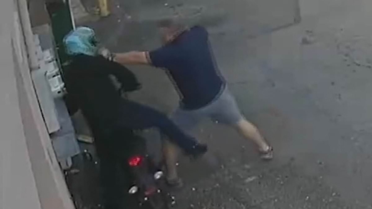 Road raging police chief's terrifying move as he confronts motorcyclist over traffic violation