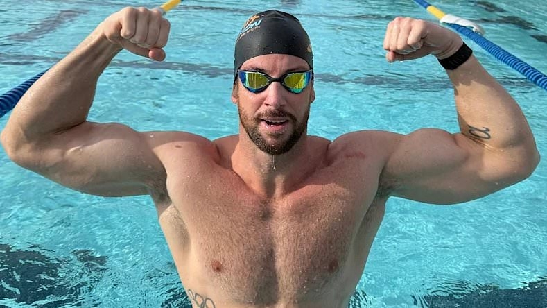 Aussie Olympics star accuses Nat Barr of hitting him with a 'cheap line' for starring in drug-cheat games - before Matt Shirvington asks a VERY personal question about his kids