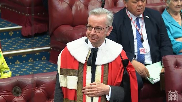 Michael Gove takes his seat in the Lords: Ex-Tory minister becomes Baron Gove of Torry after being handed a peerage by Rishi Sunak