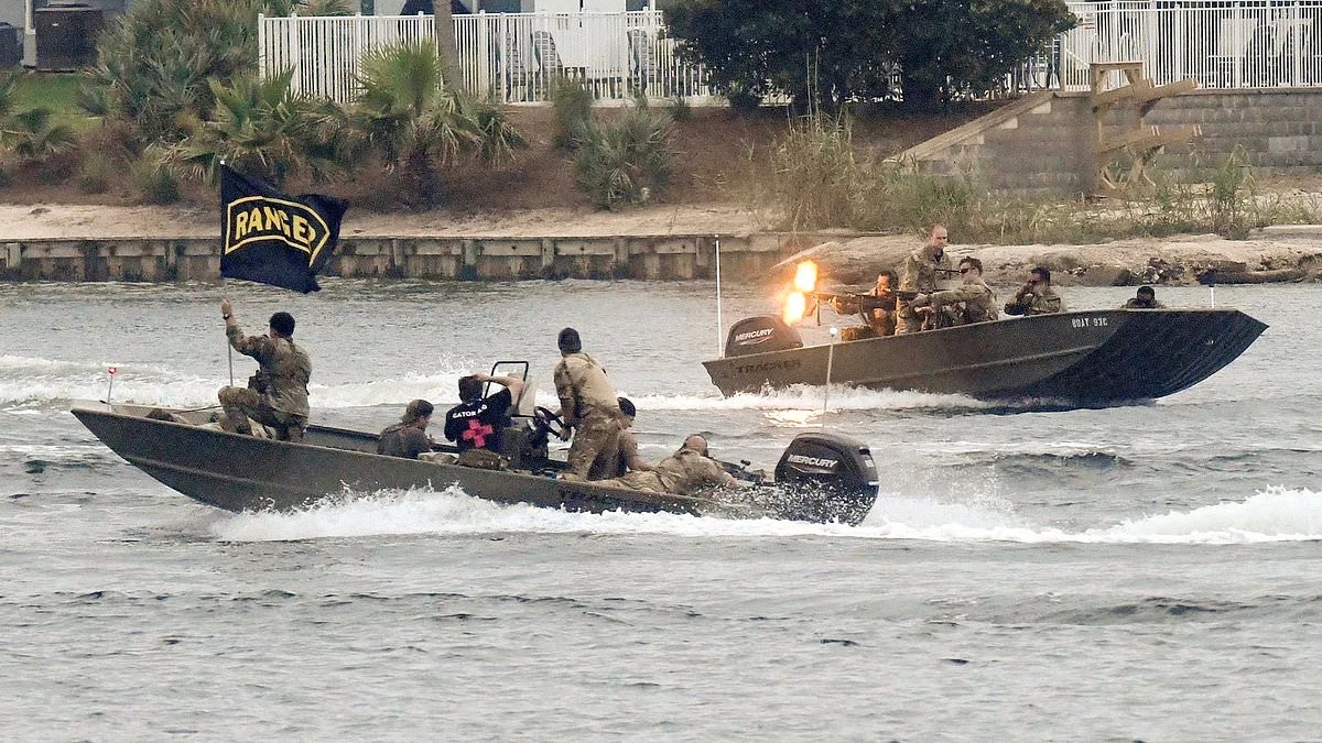 Wild moment Army Rangers go rogue and open fire at crowded Florida beach in mock sea battle gone wrong
