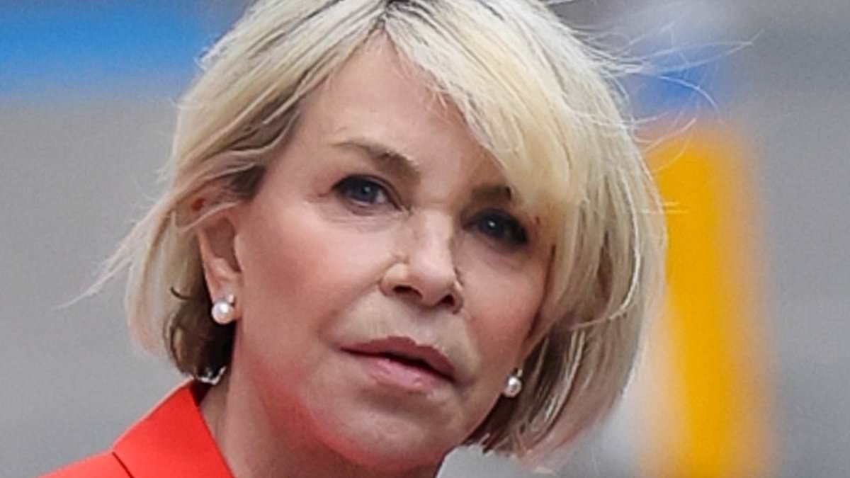 Leslie Ash, 65, makes a rare public appearance using a pink walking stick as she leaves The Vanessa Feltz Show after issuing new health update