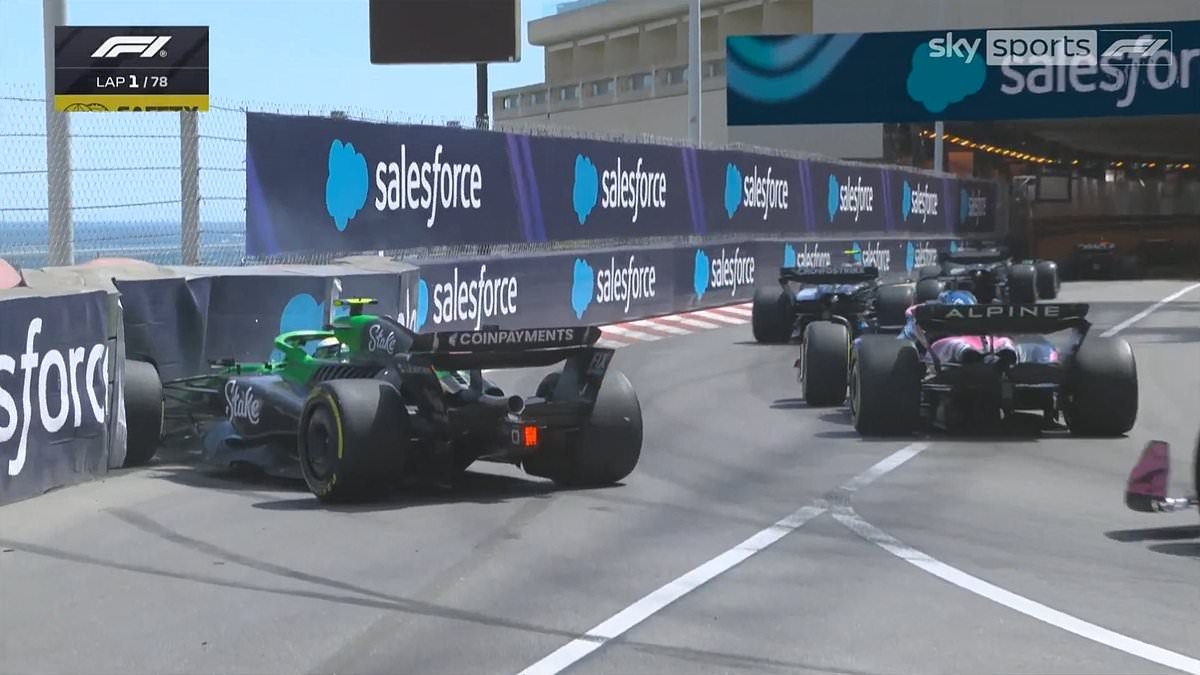 BREAKING NEWS Formula One rookie crashes into the barriers on the opening lap of the Monaco Grand Prix in dramatic start to iconic race