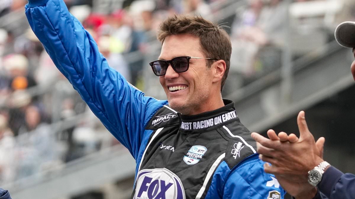 Tom Brady gets icy reception at Indianapolis 500 as he dons tight race suit for quick lap around Brickyard