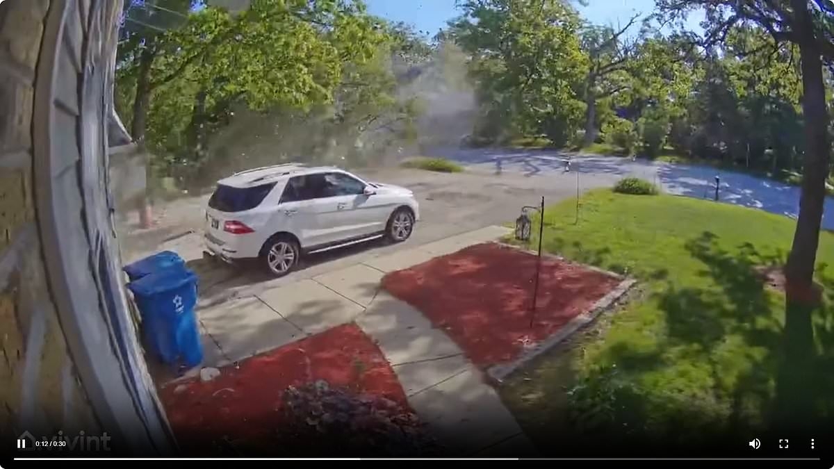 Jaw-dropping moment a truck explodes on sleepy residential street in Illinois