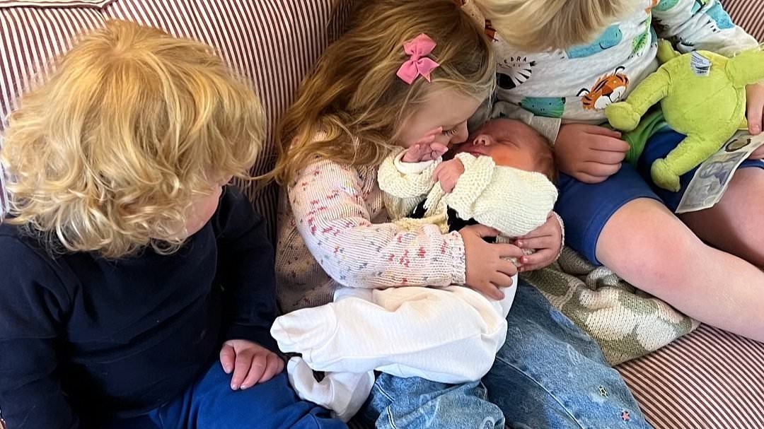 Carrie Johnson shares adorable family photo of new baby Poppy with her older siblings - just days after she and former PM Boris welcomed their fourth child together