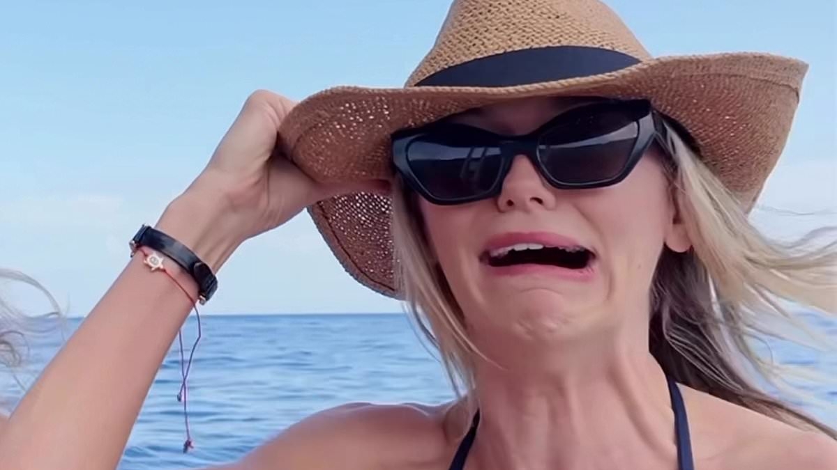Georgia Toffolo flashes her abs in a skimpy blue bikini as she shares hilarious video from her nightmare boat trip in Greece