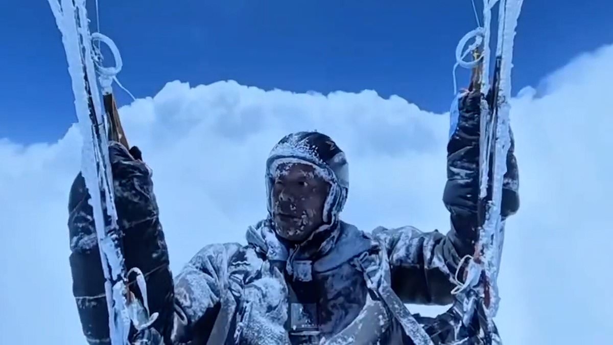 Terrifying moment vortex drags frozen paraglider into the sky and suspends him more than 28,000ft in the air in -40C conditions