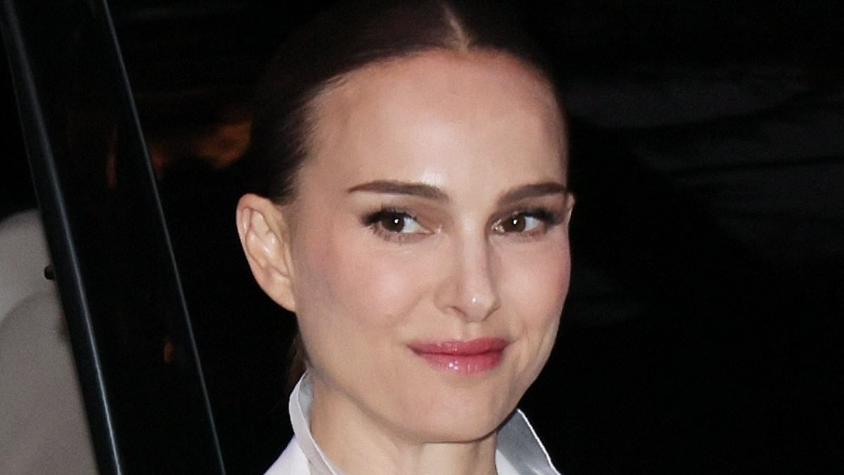 Natalie Portman stuns in a glamorous semi-sheer ruffled gown as she arrives at the Dior Cruise show in Rome