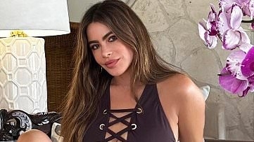 Sofia Vergara, 52, puts on a leggy display in a plunging lace-up brown swimsuit as she shares racy throwback snaps