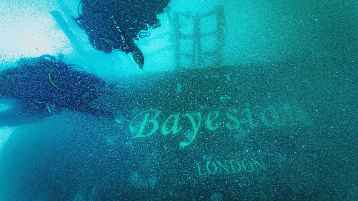 EXCLUSIVE Bayesian's watery grave: Wreck where billionaire Mike Lynch, his daughter and five others died is pictured... and the hatch that was initially blamed for disaster