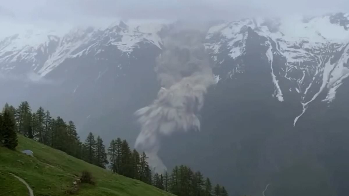 Moment village is buried, with 'many homes' destroyed when massive glacier crashes down Swiss mountain