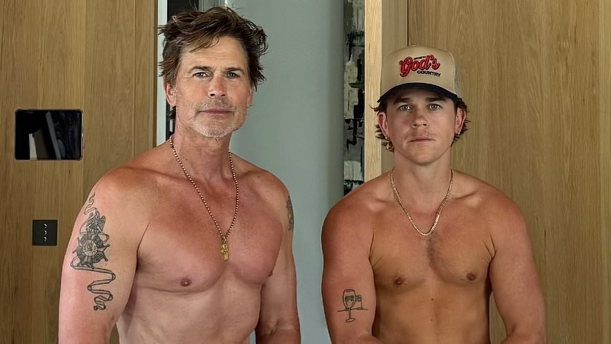 Rob Lowe, 61, fans go 'bonkers' over surprise detail in shirt-free photo with mini-me son, 29