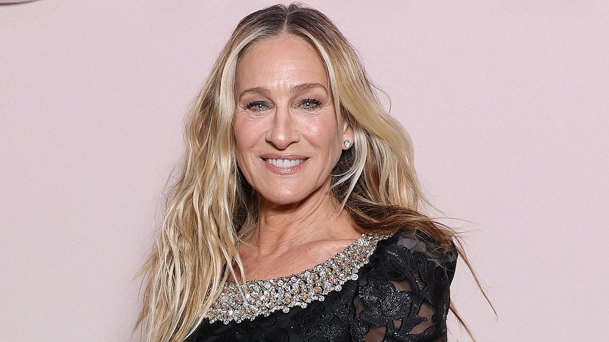 Sarah Jessica Parker looks glamorous in a bejeweled black dress as she joins stylish Kristin Davis at And Just Like That photocall in Paris as new series receives rave reviews