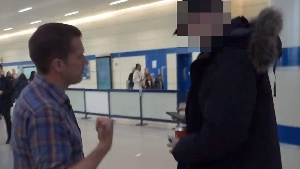 BREAKING NEWS Moment Robert Jenrick asks fare dodger if he is carrying a KNIFE as he confronts brazen passengers who jump Tube barriers