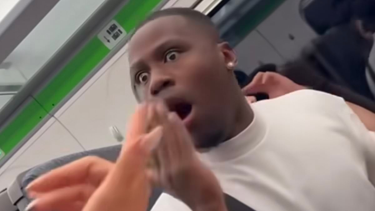 Vile train passenger is filmed threatening women as he tells them: 'I'll kill you. I'll kill your boyfriend. I'll follow you to your house'