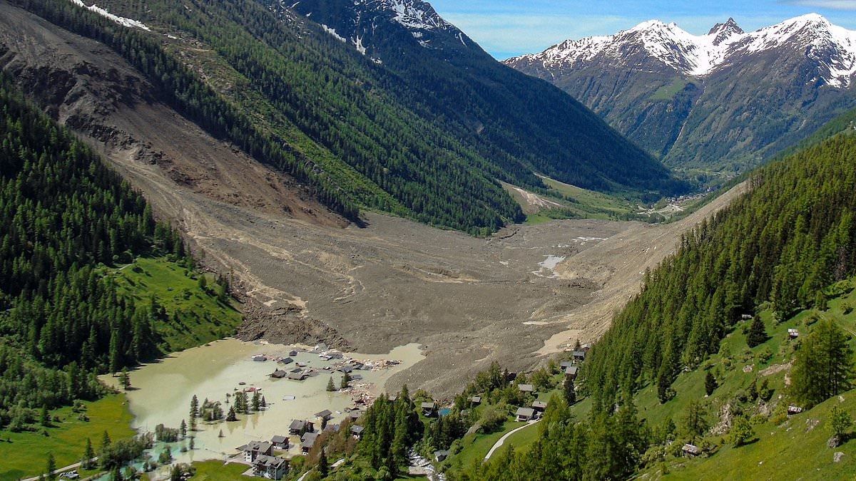 Fears TIDAL WAVE could destroy two more Swiss villages after falling glacier obliterated valley settlement and blocked river - sparking flood water surge that is rising by 2½ feet every hour
