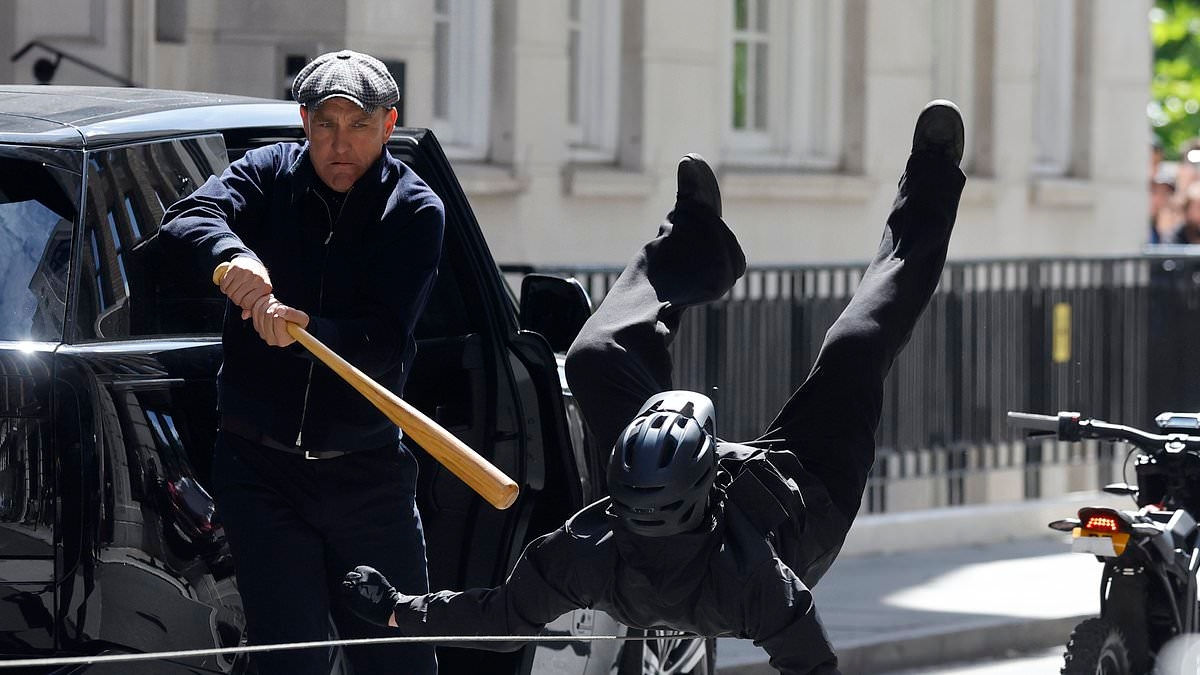 EXCLUSIVE The Gentlemen season two FIRST LOOK: Guy Ritchie directs Theo James and a baseball bat wielding Vinnie Jones in VERY dramatic scenes as filming resumes on the smash hit Netflix series in London