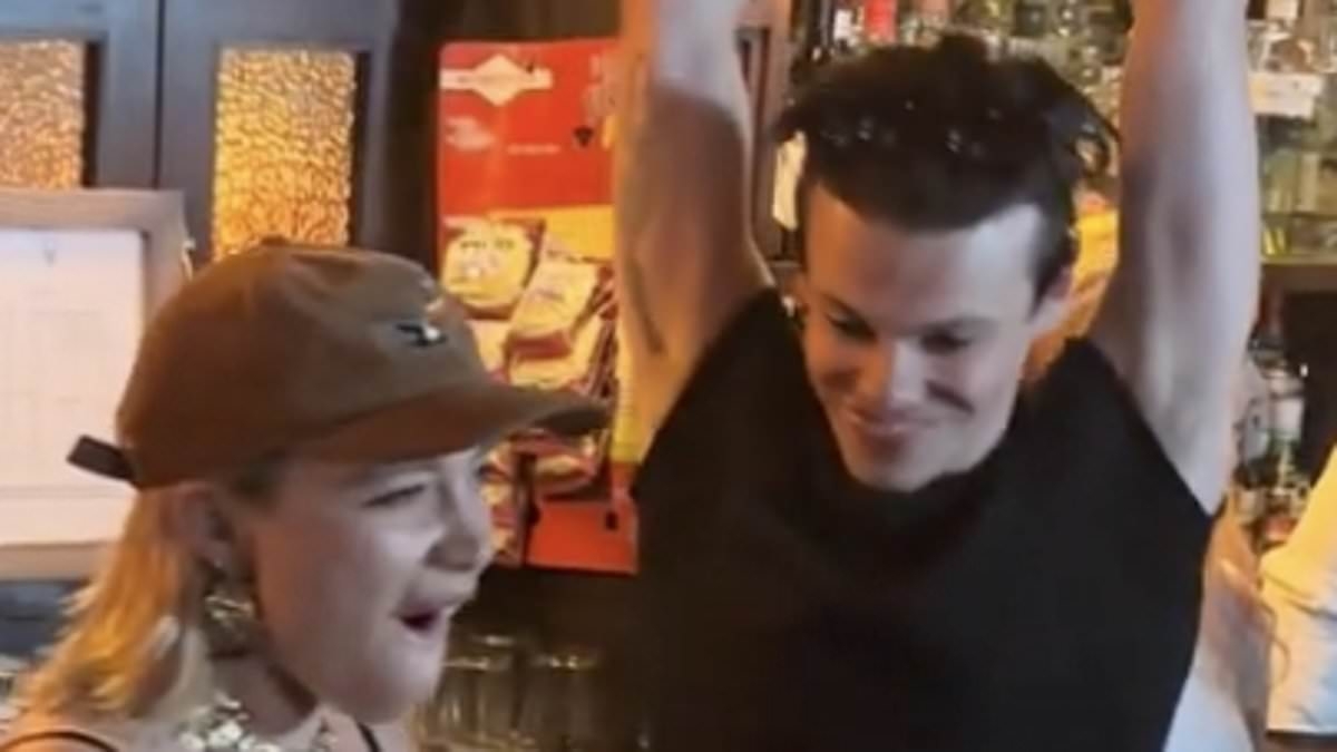 Florence Pugh and Yungblud look in good spirits as they pour pints together in London while celebrating the singer's recent release
