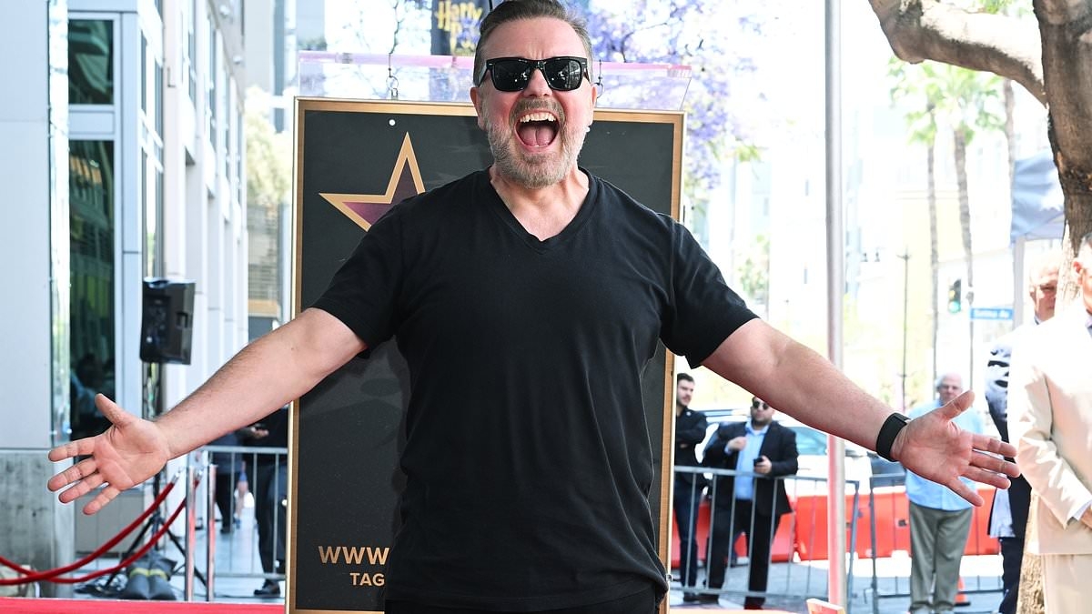 Ricky Gervais gives hilarious risque speech as he receives star on Hollywood Walk Of Fame