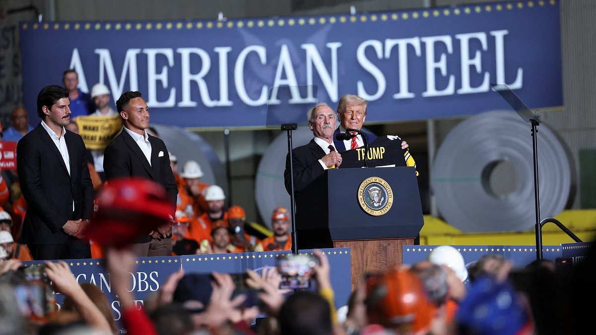 BREAKING NEWS Trump DOUBLES tariffs on steel imports as he pledges to turn the Rust Belt into the 'Golden Belt' during Pittsburgh appearance