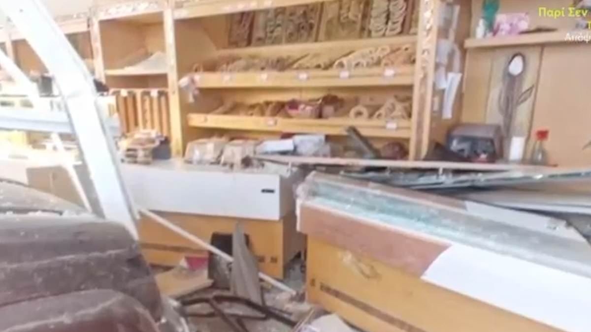 British woman is killed and her husband left fighting for life after SUV crashes into bakery in Kos