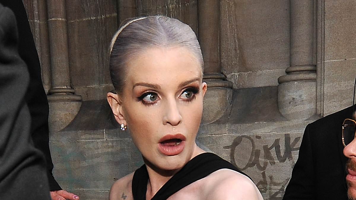 Kelly Osbourne oozes class in sophisticated black gown as she joins the stars at DJ Fat Tony's wedding - after shocking fans with dramatic new look