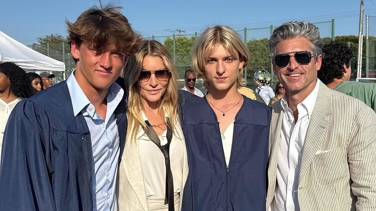 Patrick Dempsey celebrates his twin sons' high school graduation in RARE photo of the family