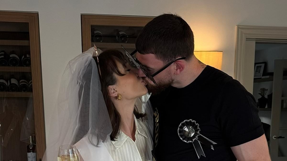 Megan McKenna shares a kiss with her husband-to-be Oliver Burke as she gives an insight into their joint hen and stag do at mystery location