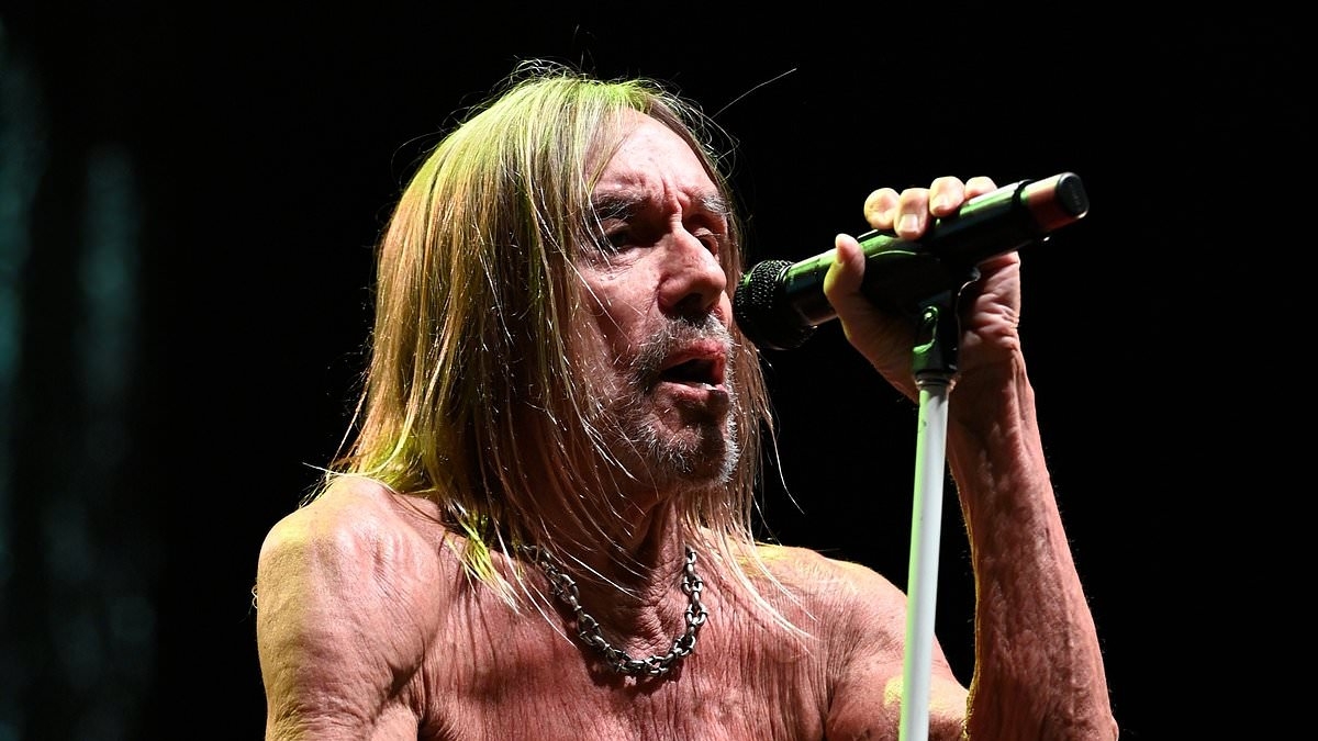 Iggy Pop, 78, goes shirtless as he gives energetic performance for his fans in Manchester