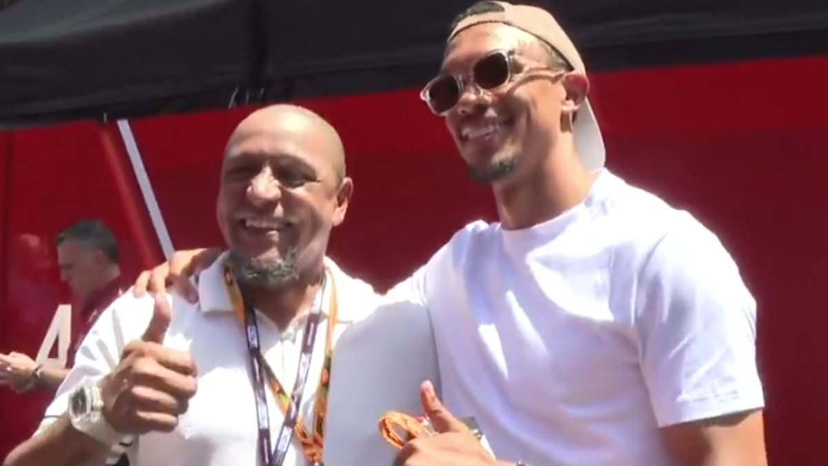 Roberto Carlos welcomes Trent Alexander-Arnold to Real Madrid with hilarious advice as new signing makes first public appearance at Spanish Grand Prix after £10m Liverpool exit