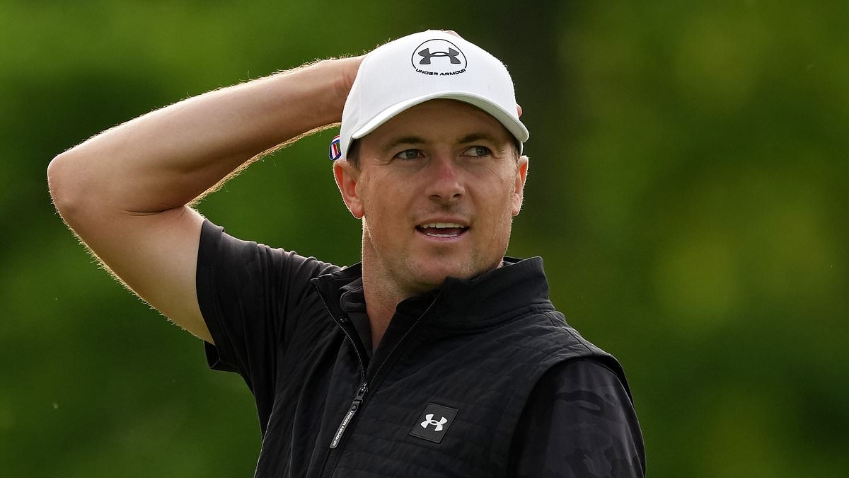 Terrifying moment golf star Jordan Spieth nearly strikes a fan at close range after huge blunder