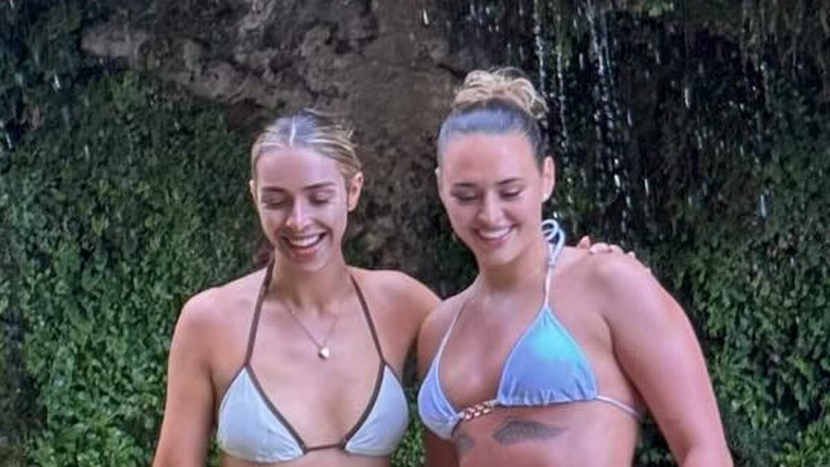 GK Barry flaunts her jaw-dropping figure in a TINY thong bikini as she soaks up the sun with gorgeous girlfriend Ella Rutherford amid their romantic Greek getaway