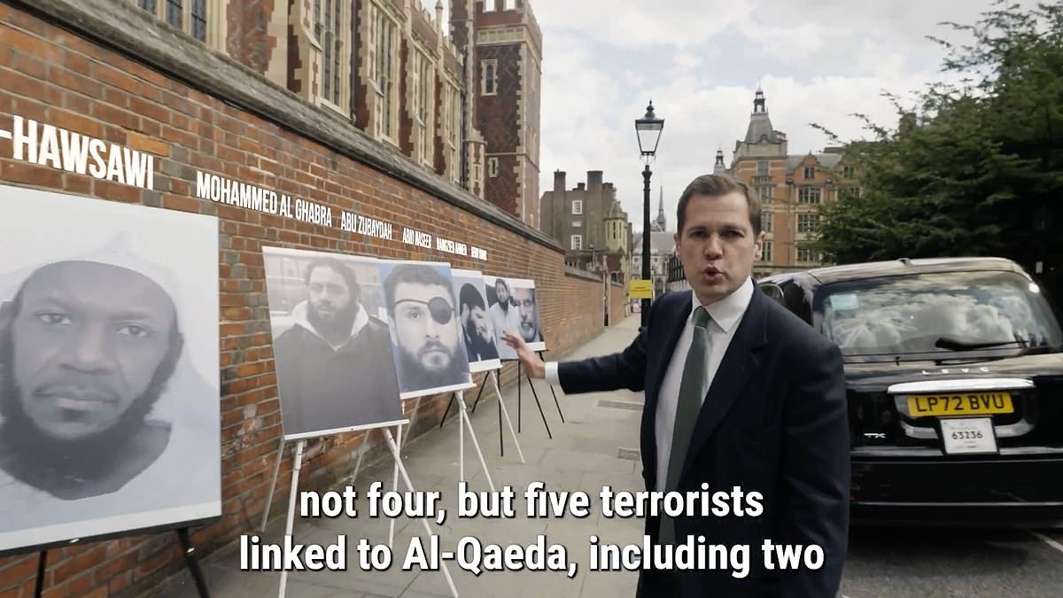 Robert Jenrick attacks Attorney General Lord Hermer by parading in front of ten easels showing controversial clients in latest stunt video