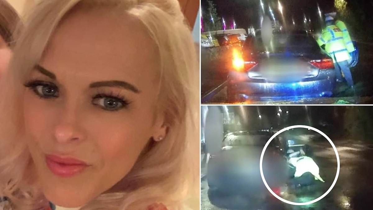 Woman who injured two police officers when she drove off at speed as they were questioning her jailed